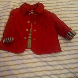 Burberry girls nova check red jacket 6-12 months